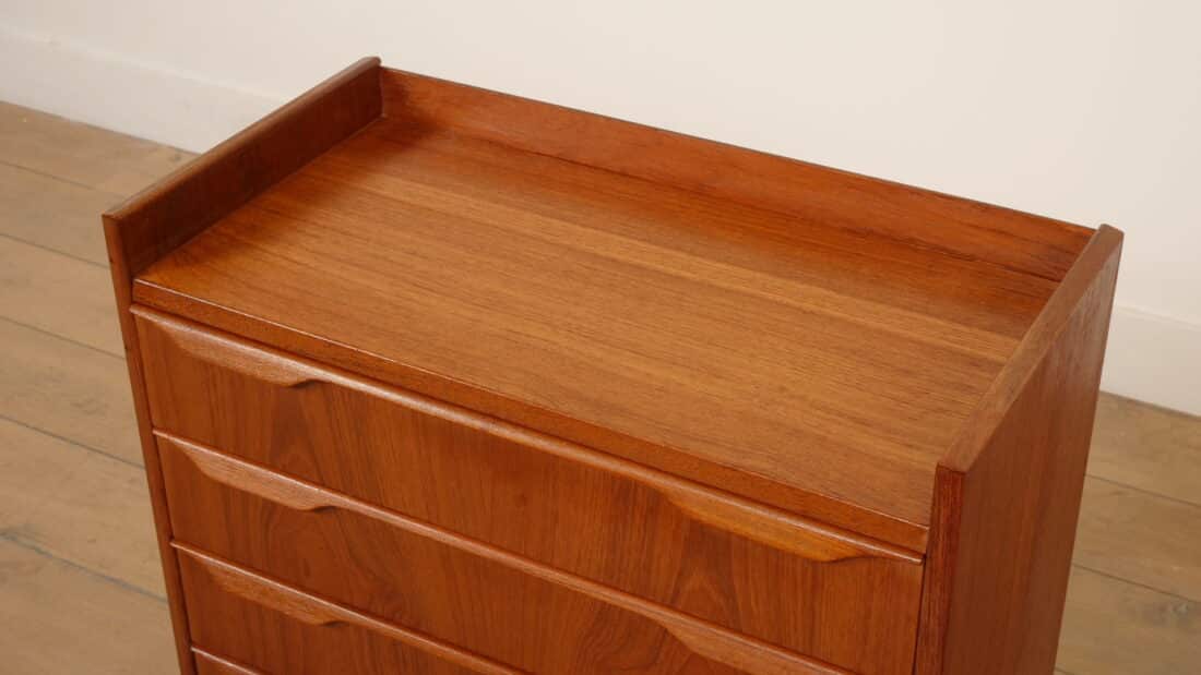 Vintage Deense Ladekast Teak 5 Lades