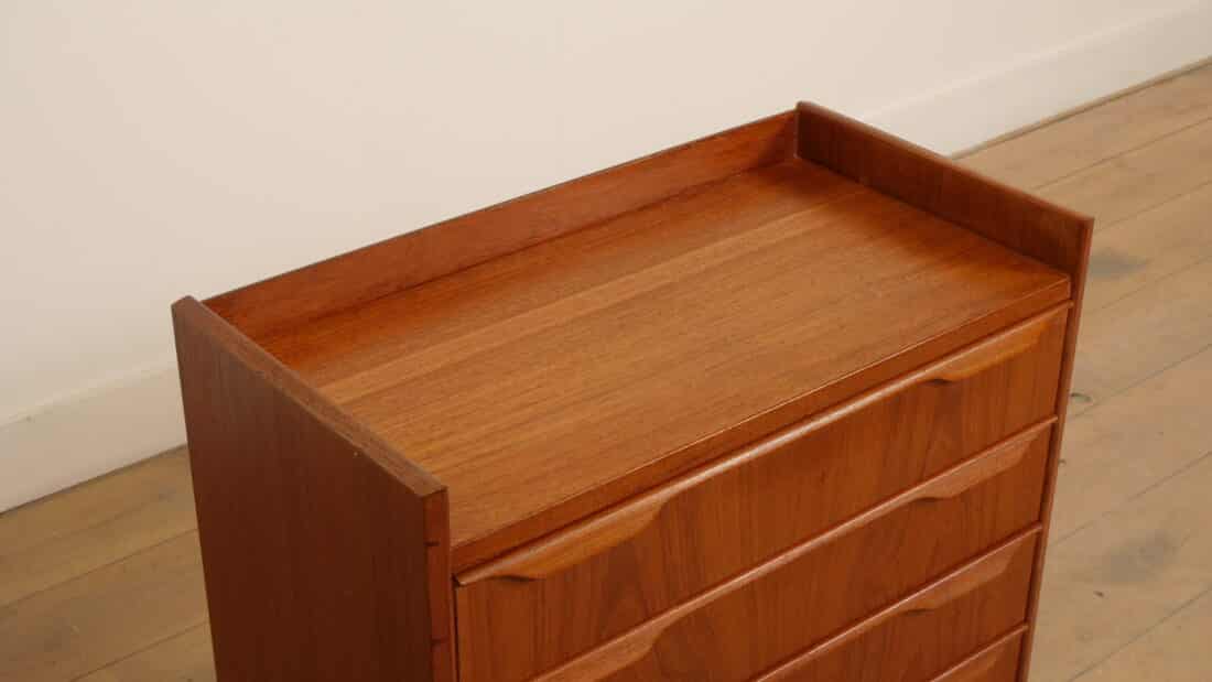 Vintage Deense Ladekast Teak 5 Lades