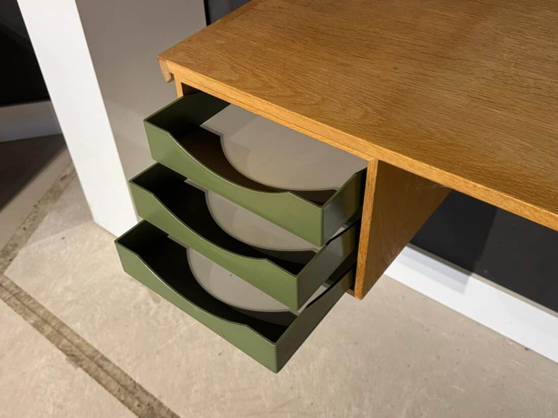 Vintage Boekenrek Bureau Met Verlichting Kai Kristiansen Wandplanken Eiken