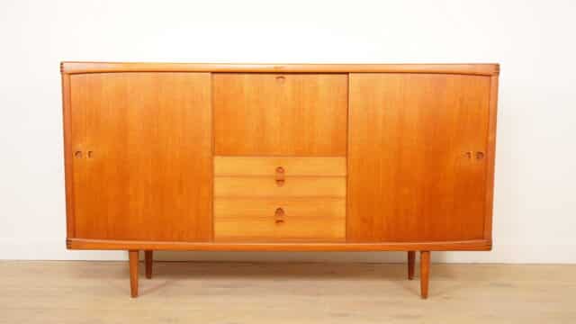 Armoire Vintage Danoise Highboard Portes Coulissantes Bramin 225 Cm