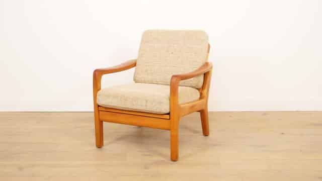 Vintage Lounge Fauteuil Teak Creme Juul Kristensen