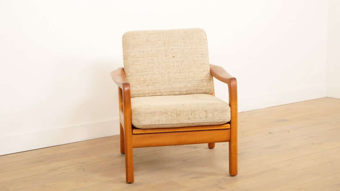 Vintage Lounge Fauteuil Teak Creme Juul Kristensen Vintage Lounge Fauteuil Teak Creme Juul Kristensen