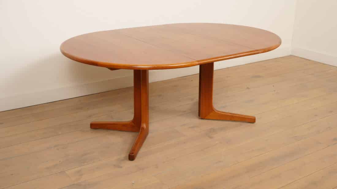 Vintage Ronde Eettafel Uitschuifbaar Teak 121 173 Cm