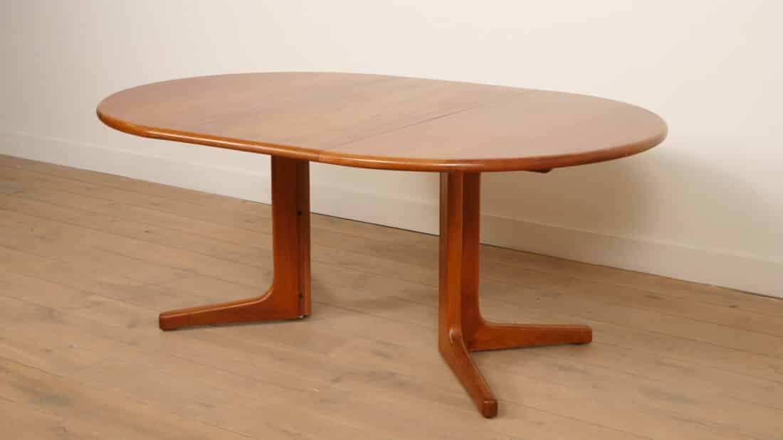 Vintage Ronde Eettafel Uitschuifbaar Teak 121 173 Cm