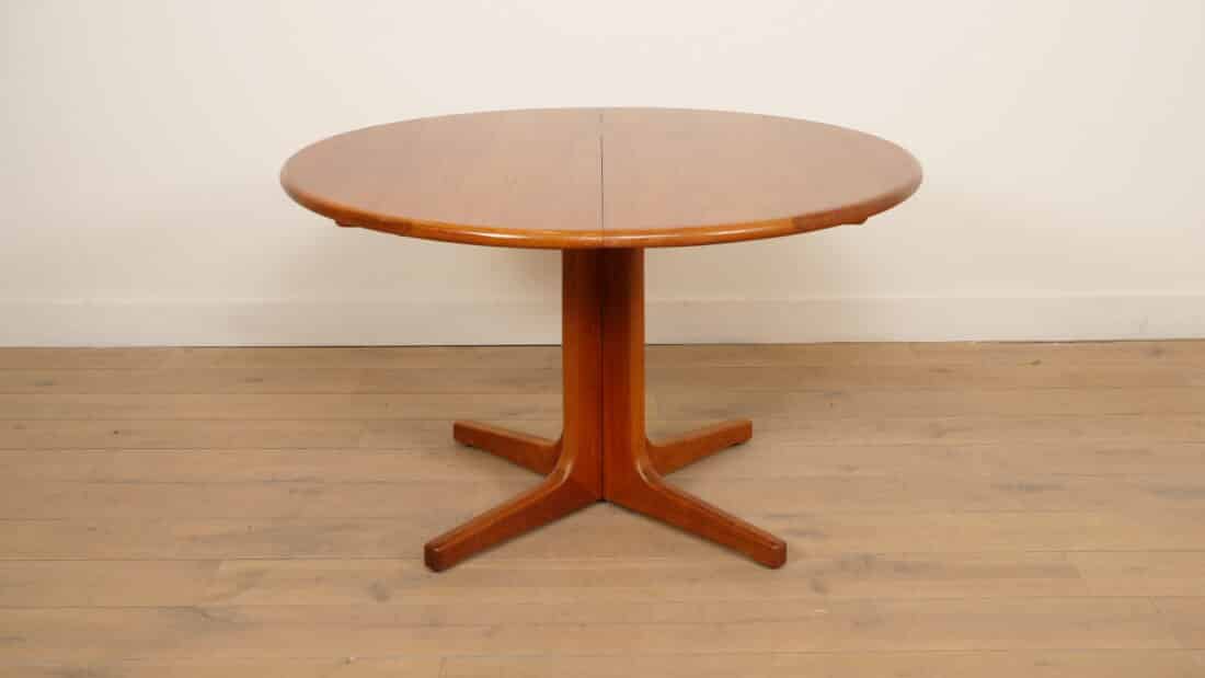Vintage Ronde Eettafel Uitschuifbaar Teak 121 173 Cm