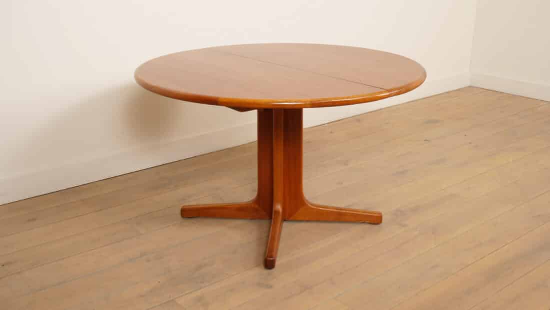 Vintage Ronde Eettafel Uitschuifbaar Teak 121 173 Cm