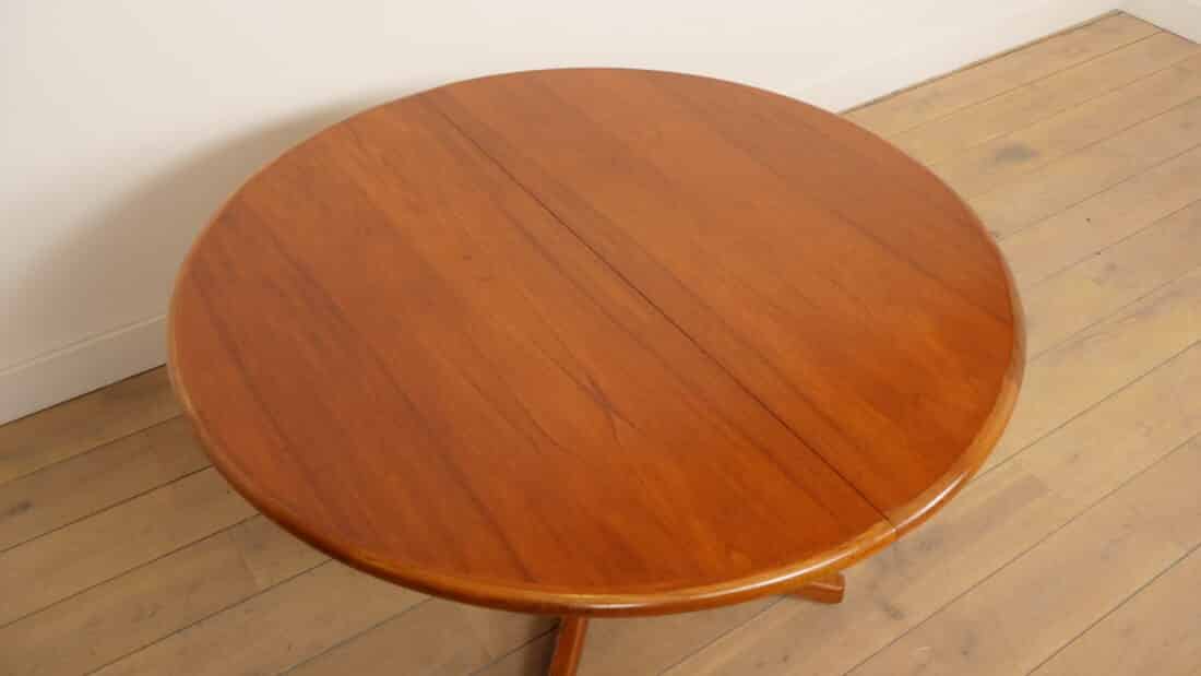 Vintage Ronde Eettafel Uitschuifbaar Teak 121 173 Cm