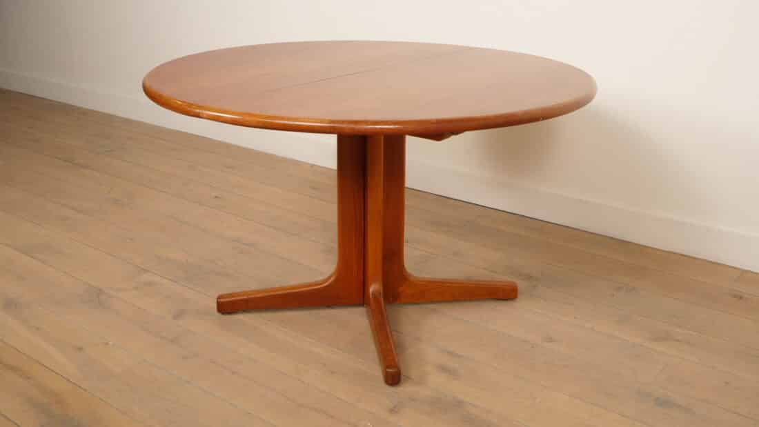 Vintage Ronde Eettafel Uitschuifbaar Teak 121 173 Cm