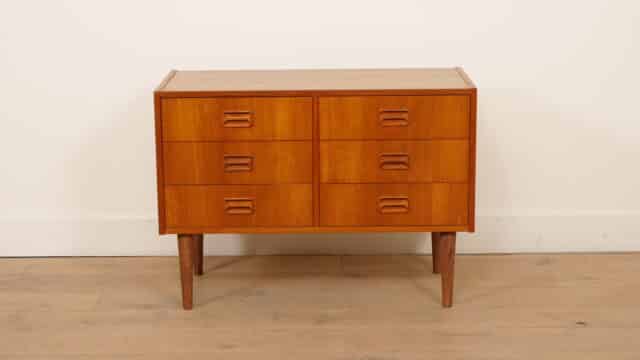 Vintage Deense Ladekast Teak 6 Lades