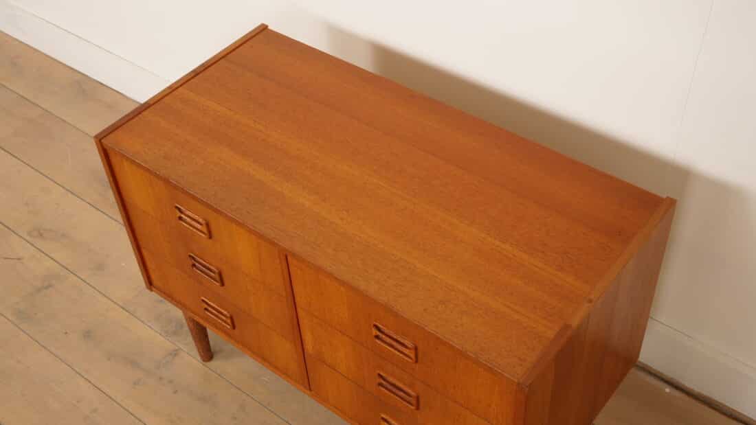 Vintage Deense Ladekast Teak 6 Lades