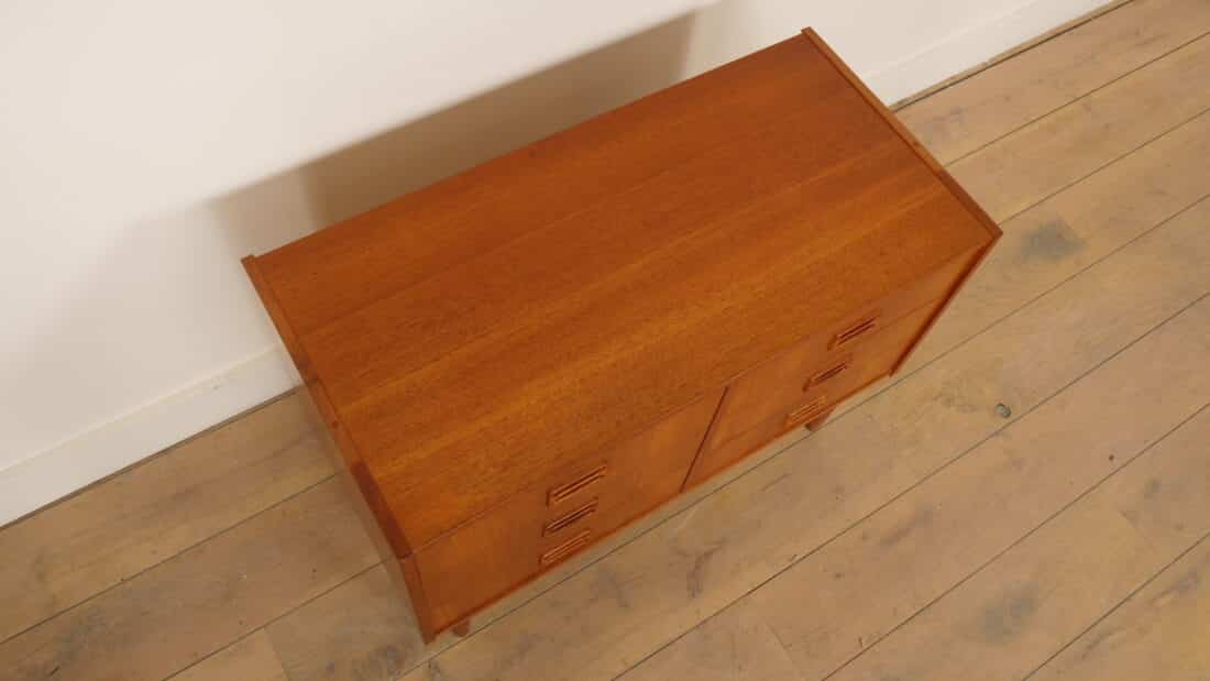 Vintage Deense Ladekast Teak 6 Lades