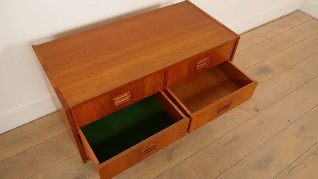 Vintage Deense Ladekast Teak 6 Lades