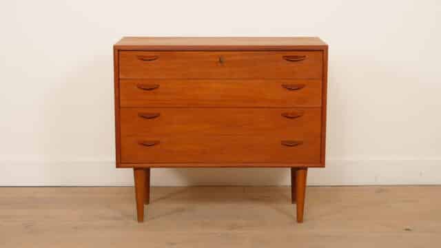 Vintage Deense Ladekast 4 Lades Teak