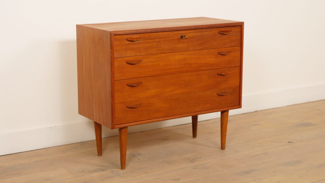 Vintage Deense Ladekast 4 Lades Teak