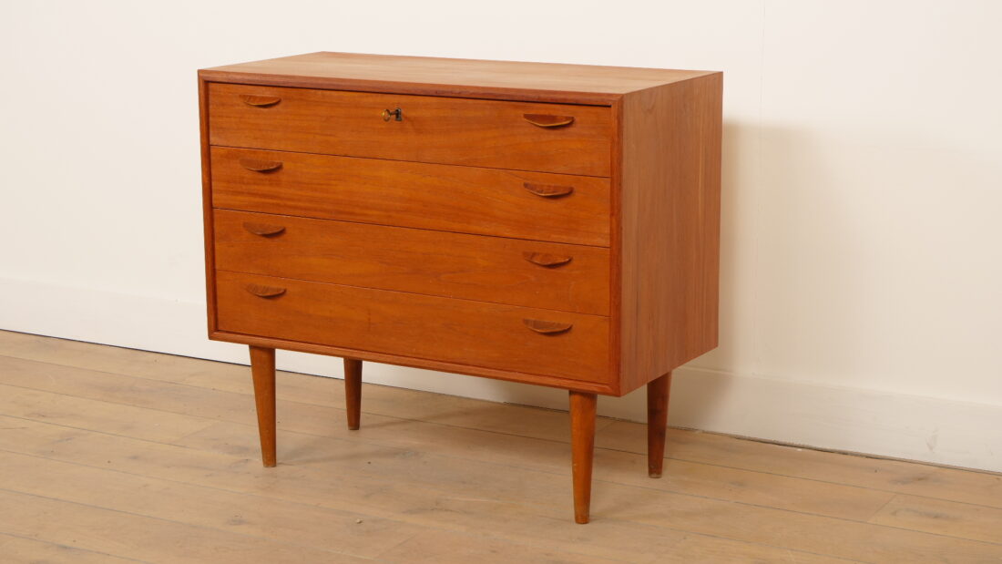 Vintage Deense Ladekast 4 Lades Teak