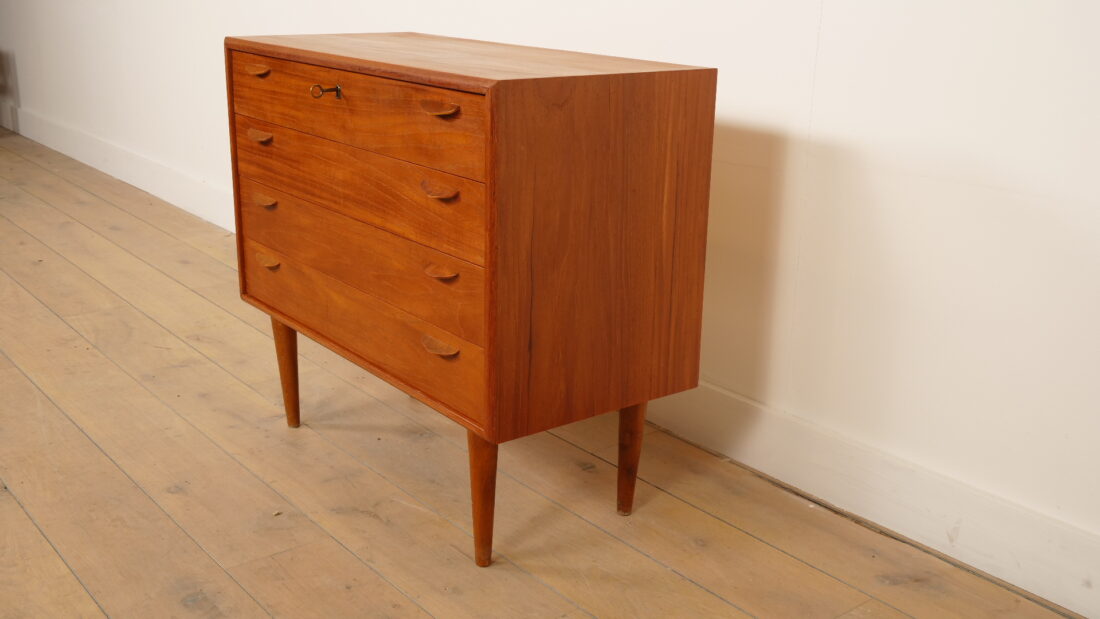 Vintage Deense Ladekast 4 Lades Teak