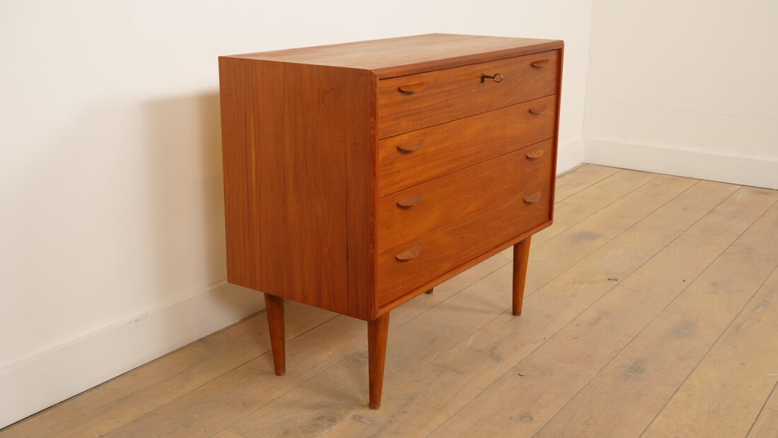Vintage Deense Ladekast 4 Lades Teak