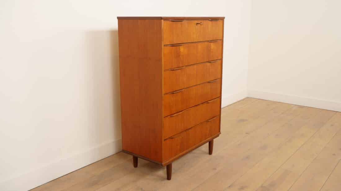 Vintage Ladekast Teak 6 Lades 121 Cm Vintage Ladekast Teak 6 Lades 121 Cm