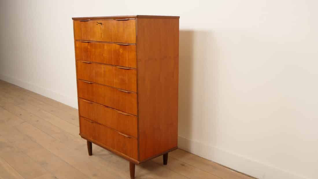 Vintage Ladekast Teak 6 Lades 121 Cm Vintage Ladekast Teak 6 Lades 121 Cm