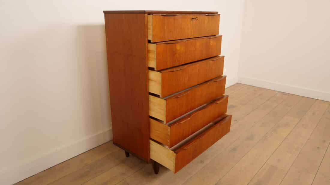 Vintage Ladekast Teak 6 Lades 121 Cm Vintage Ladekast Teak 6 Lades 121 Cm