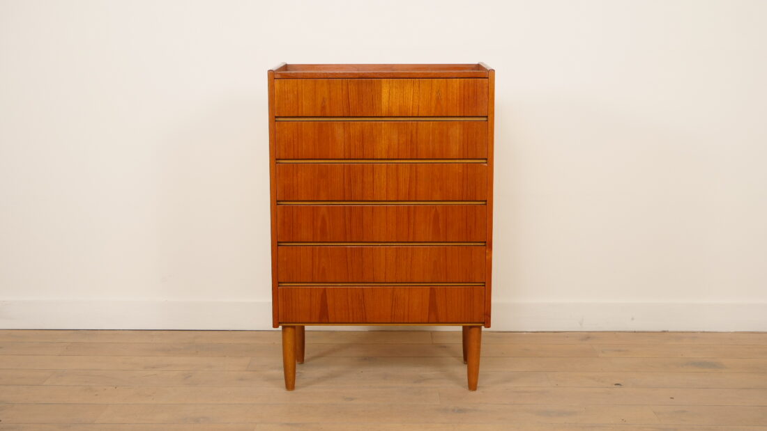 Vintage Deense Ladekast Teak 6 Lades 114 Cm Vintage Deense Ladekast Teak 6 Lades 114 Cm