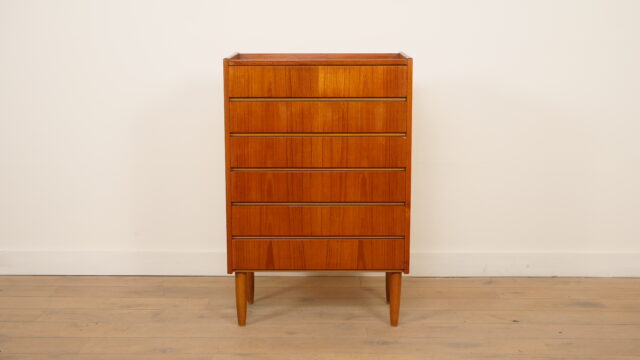 Vintage Deense Ladekast Teak 6 Lades 114 Cm
