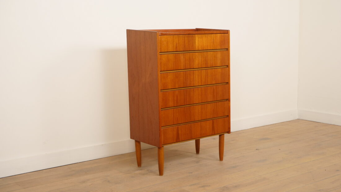 Vintage Deense Ladekast Teak 6 Lades 114 Cm Vintage Deense Ladekast Teak 6 Lades 114 Cm
