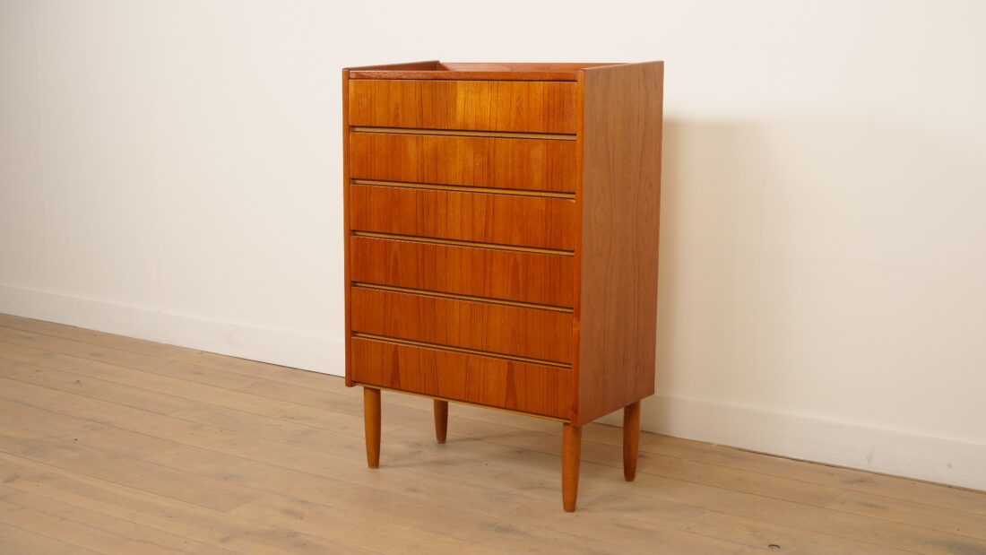 Vintage Deense Ladekast Teak 6 Lades 114 Cm Vintage Deense Ladekast Teak 6 Lades 114 Cm