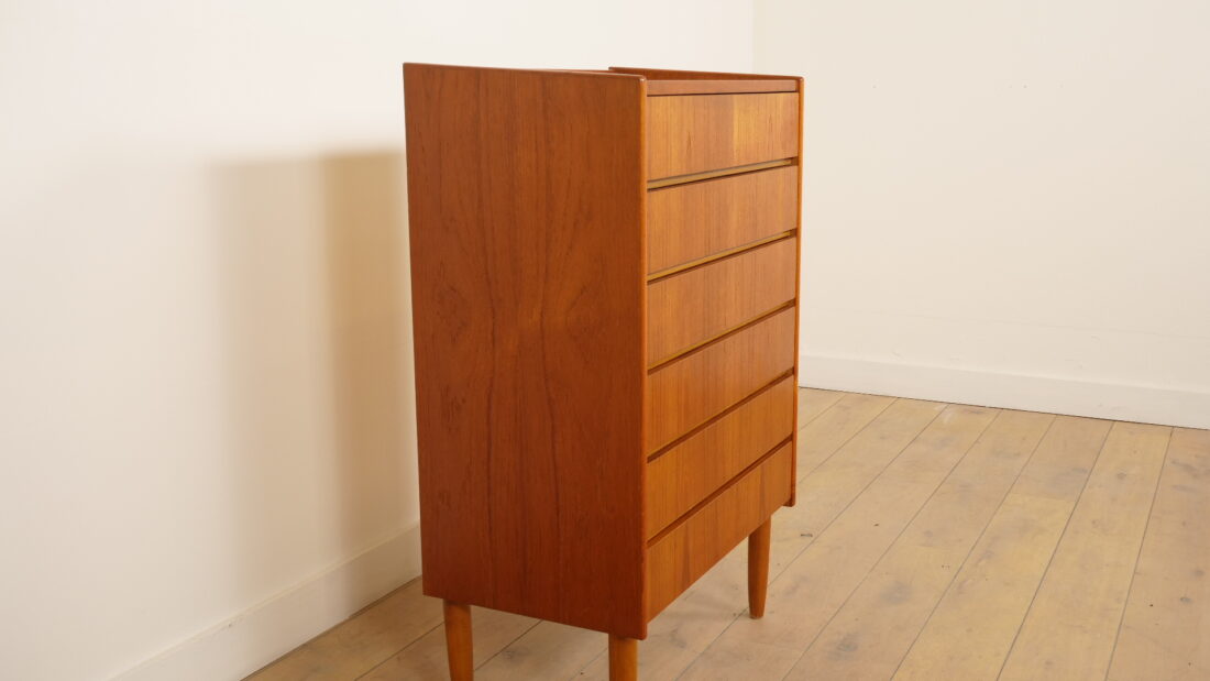 Vintage Deense Ladekast Teak 6 Lades 114 Cm Vintage Deense Ladekast Teak 6 Lades 114 Cm