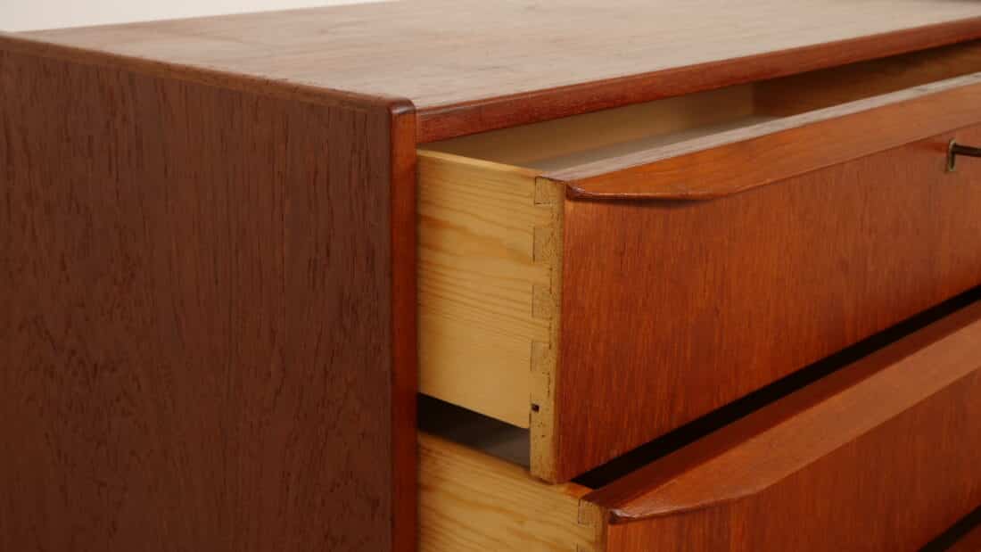 Vintage Deense Ladekast Teak 6 Lades 108 Cm