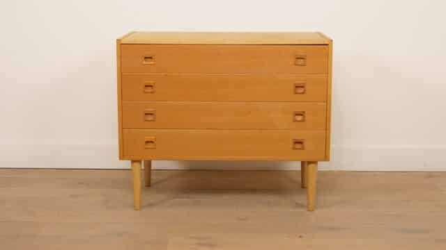 Vintage Deense Ladekast 4 Lades Eiken