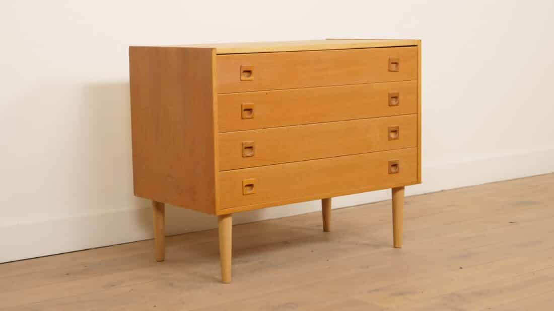 Vintage Deense Ladekast 4 Lades Teak