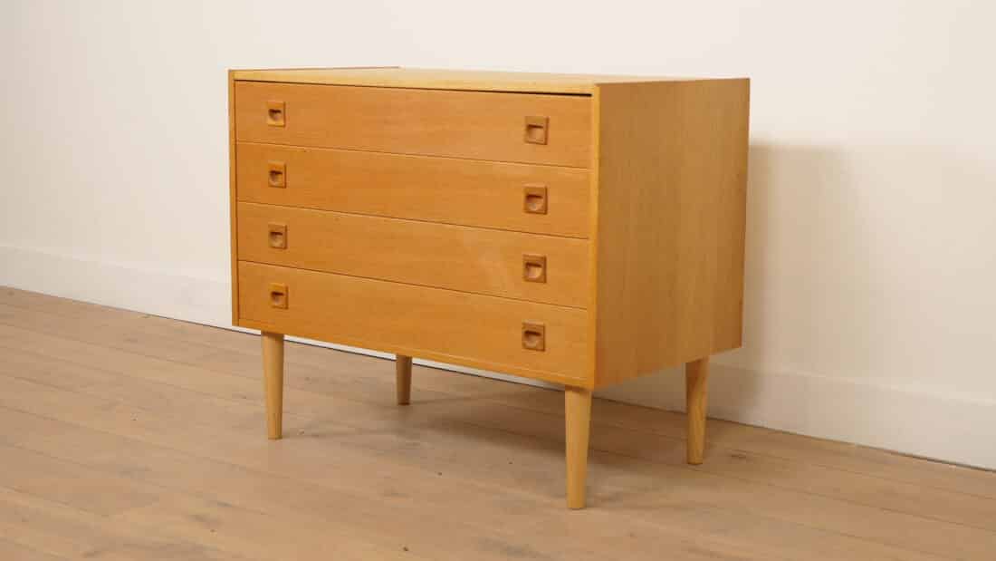 Vintage Deense Ladekast 4 Lades Teak
