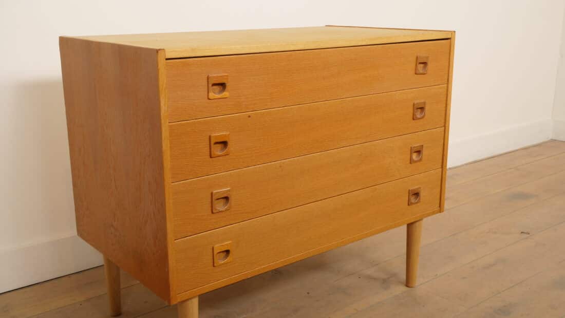 Vintage Deense Ladekast 4 Lades Teak