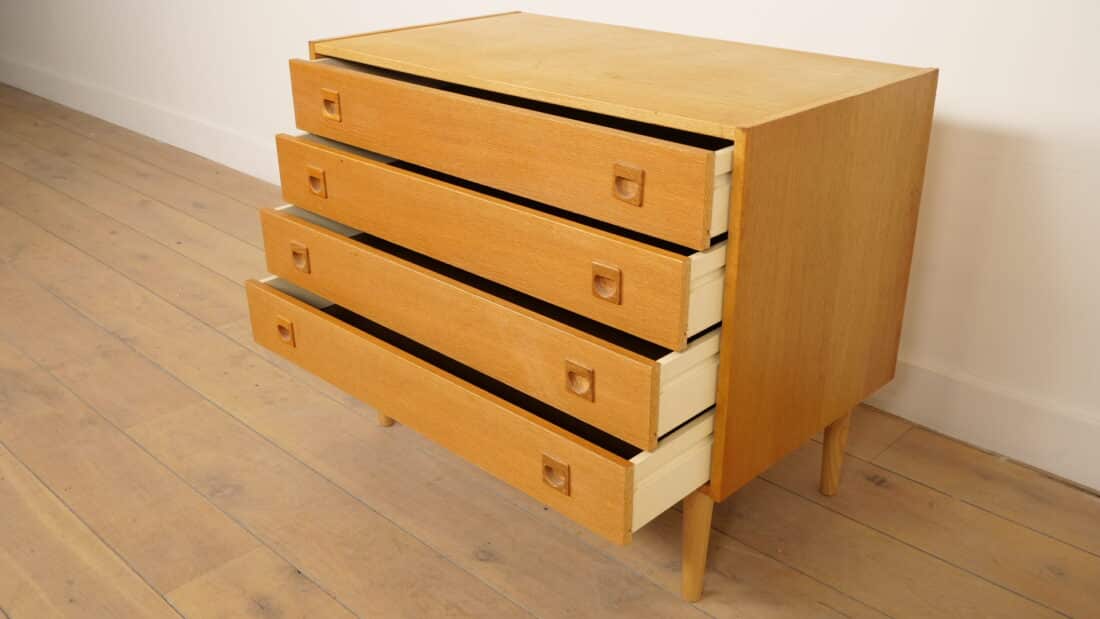 Vintage Deense Ladekast 4 Lades Teak