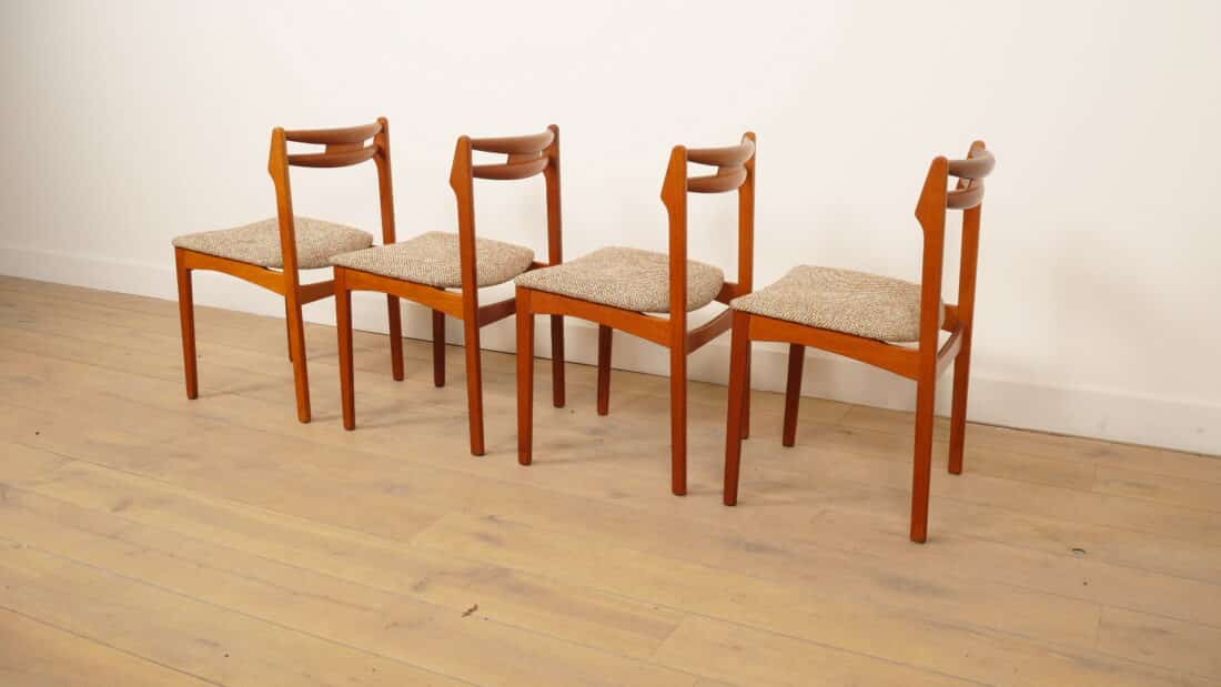 Set Van 4 Eetkamerstoelen Teak