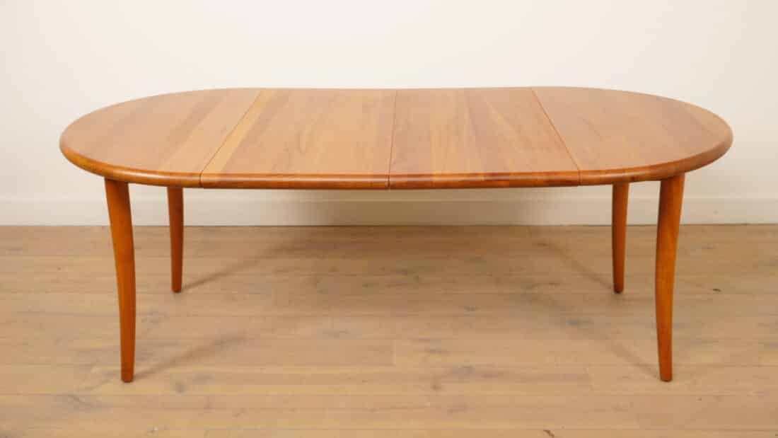 Vintage Ronde Eettafel Teak Uitschuifbaar Massief
