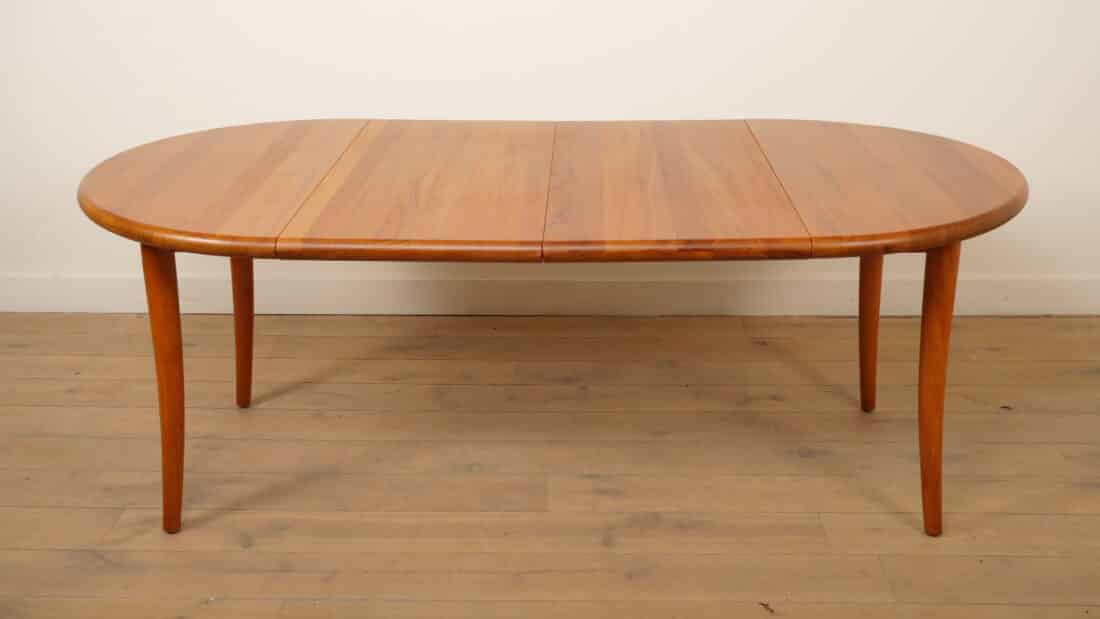 Vintage Ronde Eettafel Teak Uitschuifbaar Massief