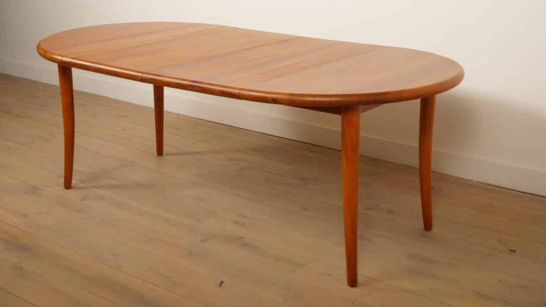 Vintage Ronde Eettafel Teak Uitschuifbaar Massief