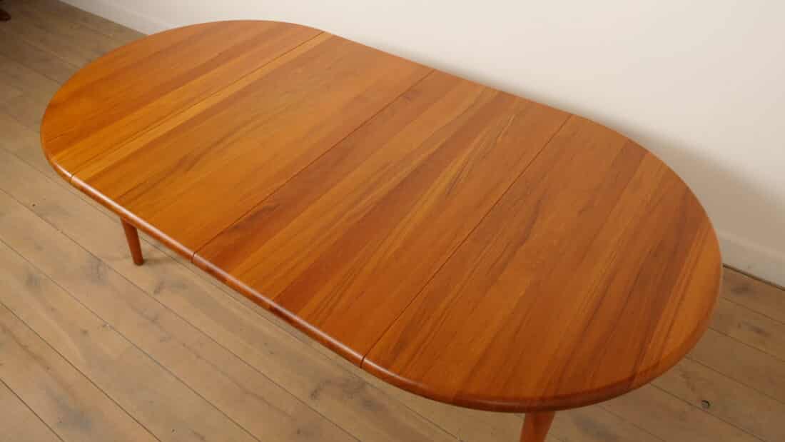 Vintage Ronde Eettafel Teak Uitschuifbaar Massief