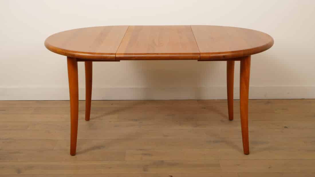 Vintage Ronde Eettafel Teak Uitschuifbaar Massief