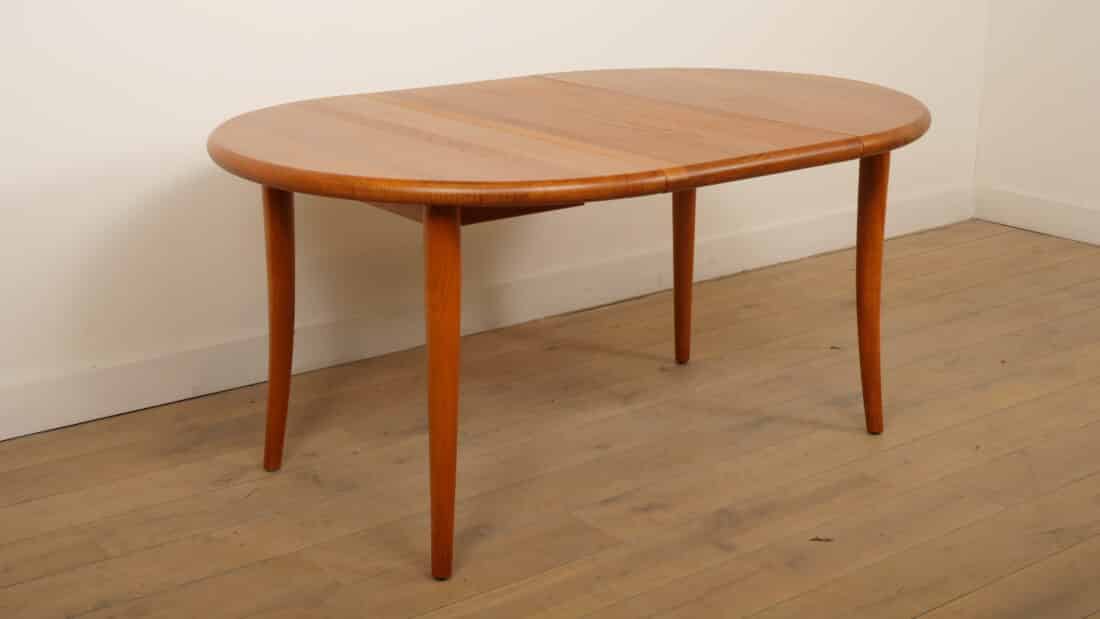 Vintage Ronde Eettafel Teak Uitschuifbaar Massief