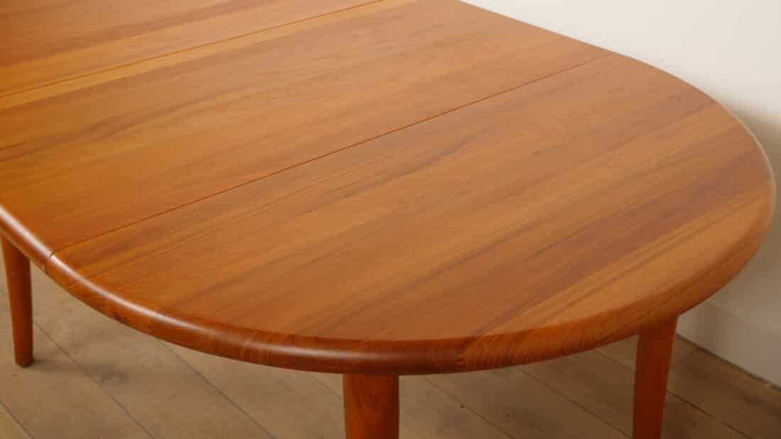 Vintage Ronde Eettafel Teak Uitschuifbaar Massief