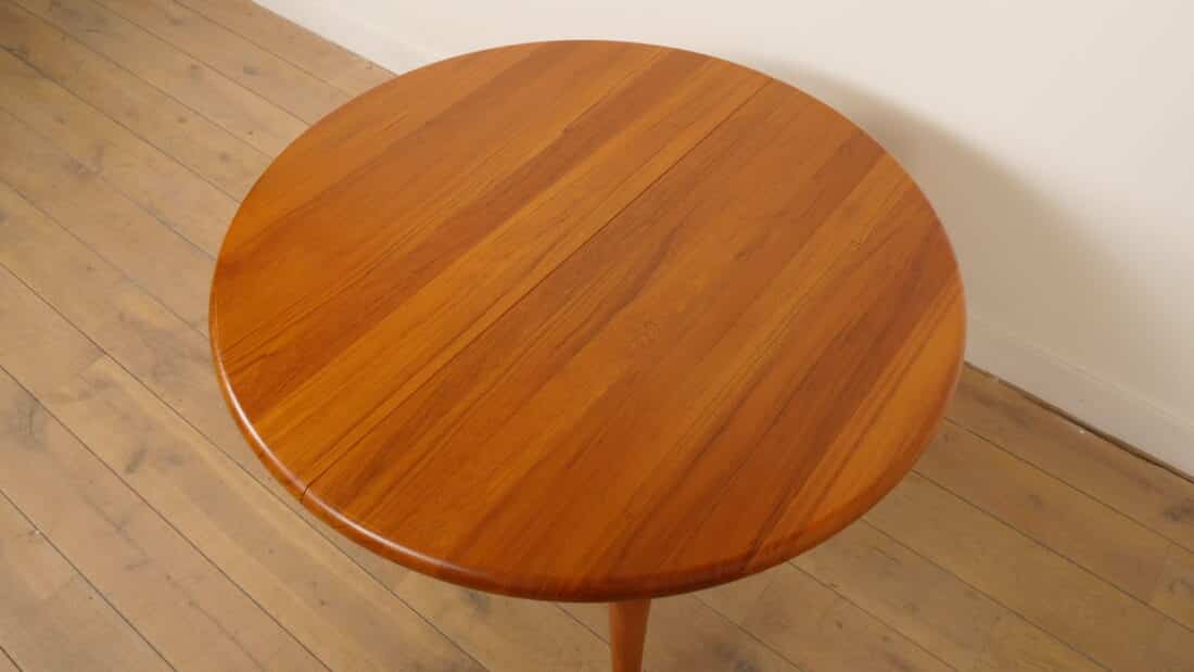 Vintage Ronde Eettafel Teak Uitschuifbaar Massief