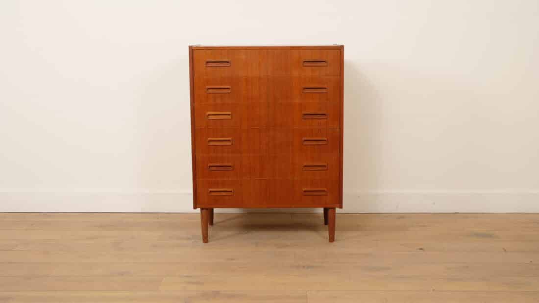 Vintage Deense Ladekast Teak 6 Lades 101 Cm Vintage Deense Ladekast Teak 6 Lades 101 Cm