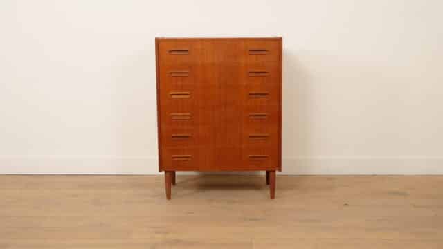 Vintage Deense Ladekast Teak 6 Lades 101 Cm