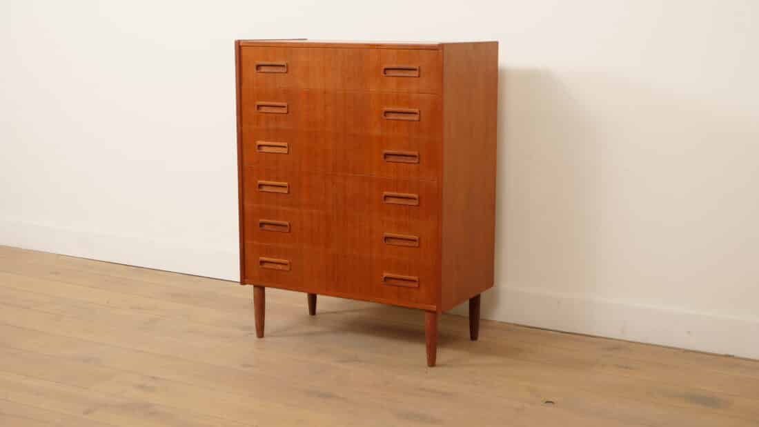 Vintage Deense Ladekast Teak 6 Lades 101 Cm Vintage Deense Ladekast Teak 6 Lades 101 Cm