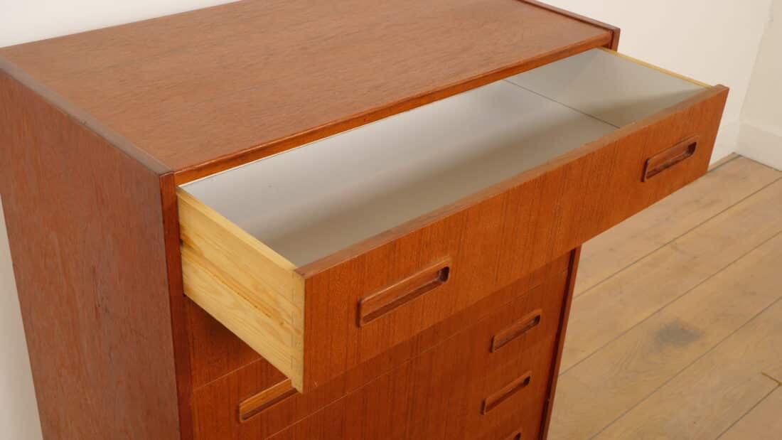 Vintage Deense Ladekast Teak 6 Lades 101 Cm Vintage Deense Ladekast Teak 6 Lades 101 Cm