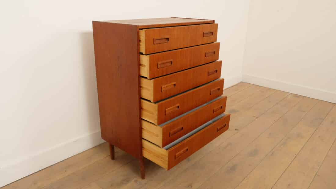 Vintage Deense Ladekast Teak 6 Lades 101 Cm Vintage Deense Ladekast Teak 6 Lades 101 Cm