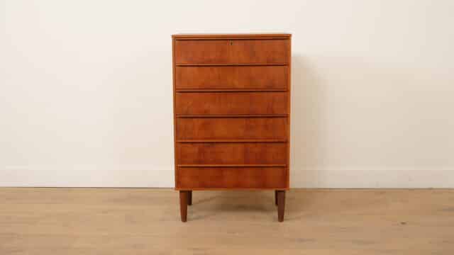 Vintage Deense Ladekast Teak 6 Lades 105 Cm